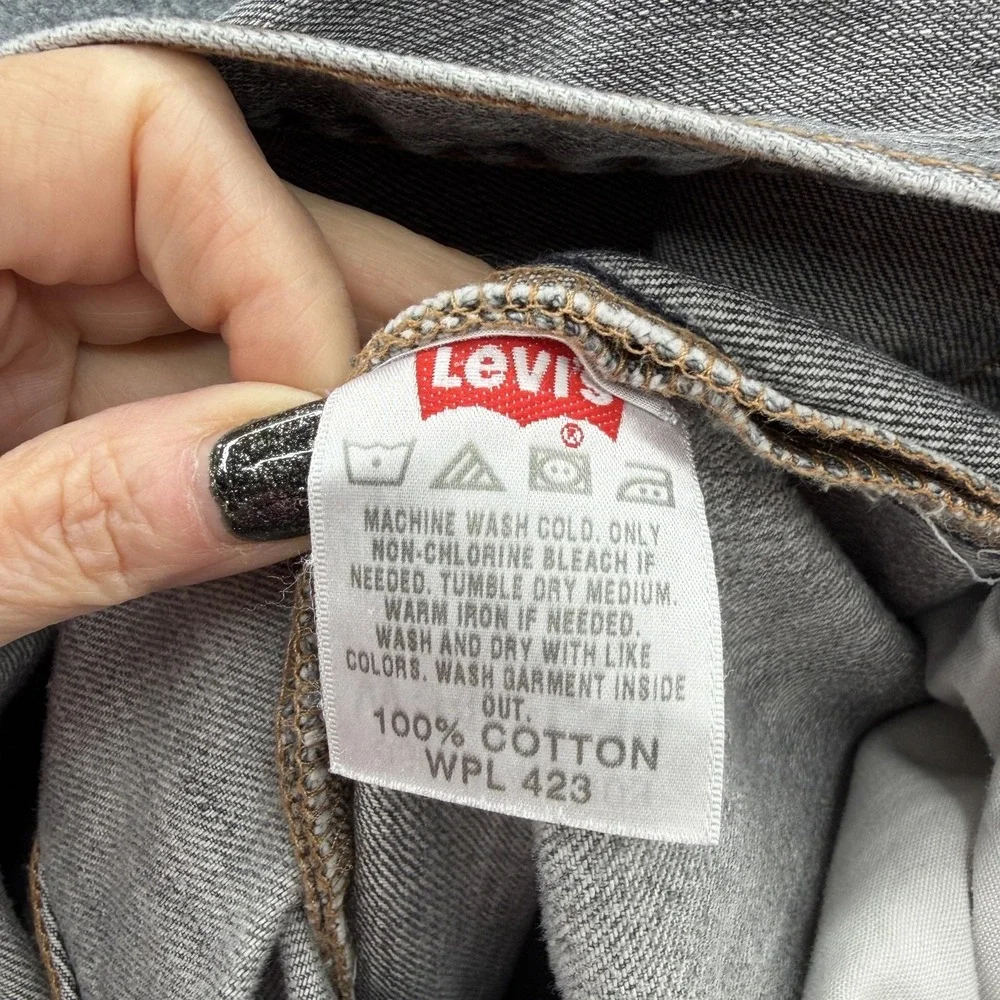 VTG 90s Y2K Levis 501 Jeans Men 34x34 Gray Straight Denim Button Fly Distressed